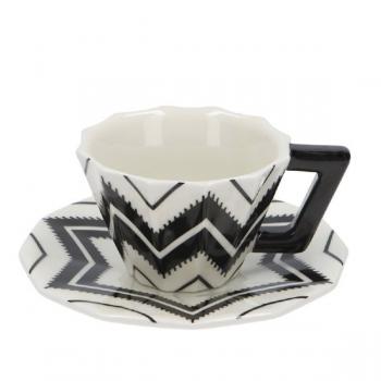 Pavel Jank: Cup with saucer zigzag striped