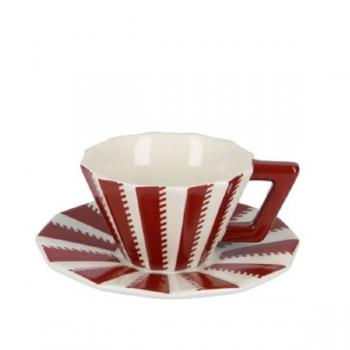 Pavel Jank: Cup with saucer red decor