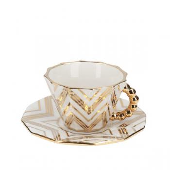 Pavel Jank: Cup with saucer gold zigzag
