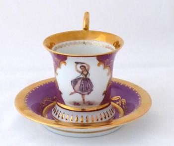 Cup and saucer with miniature of ballerina Fanny C Cup and saucer with miniature of ballerina Fanny C