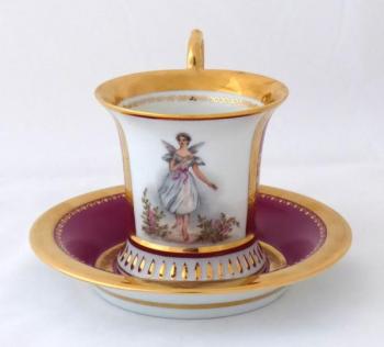 Cup with miniature of ballerina Marie Taglioni  Cup with miniature of ballerina Marie Taglioni