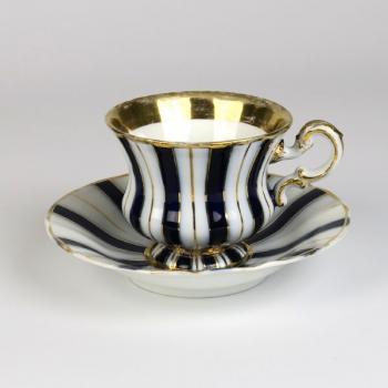 Cup and Saucer - white porcelain, cobalt - 1870 Cup and Saucer - white porcelain, cobalt - 1870