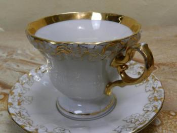 Cup and Saucer - white porcelain - Altwasser - 1900