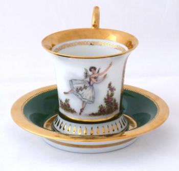 Cup with miniature of ballerina Carlotta Grisi 